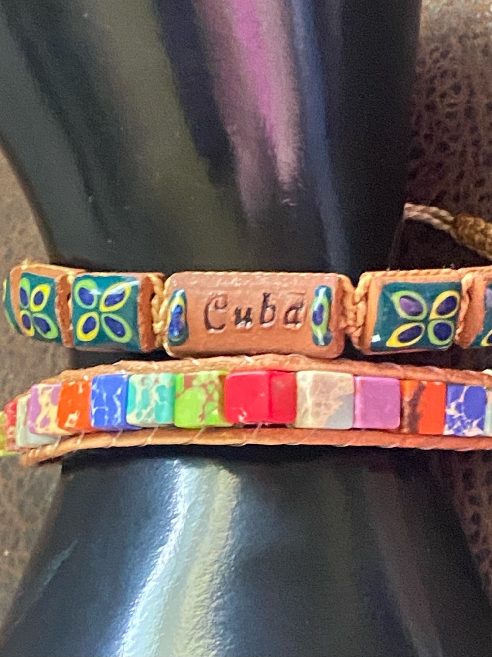 2 artisan handmade Cuba souvenir & Chakra Tree of Life bracelets